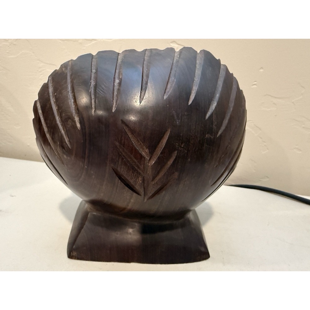 Vintage Heavy Hardwood Carved Sea Shell Scallop Wood Napkin Letter Holder Solid